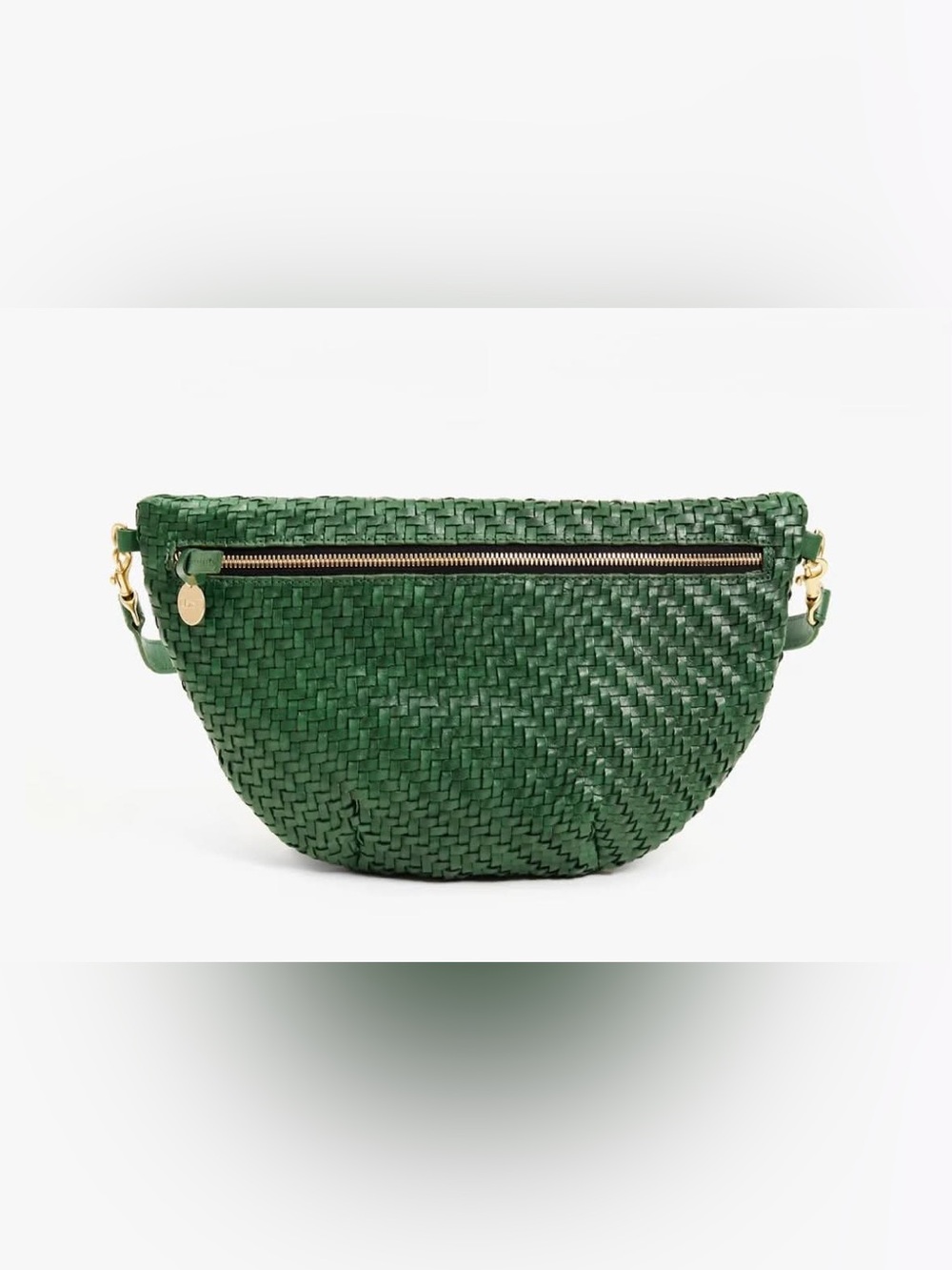 Clare V Grande Fanny Evergreen Woven Zig-Zag